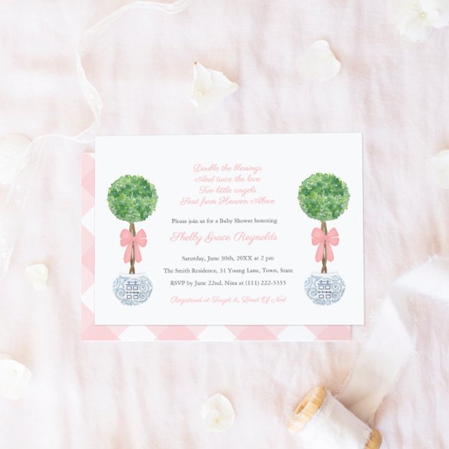 Double The Blessings Twin Girls Classy Baby Shower Invitation (Creator Uploaded)