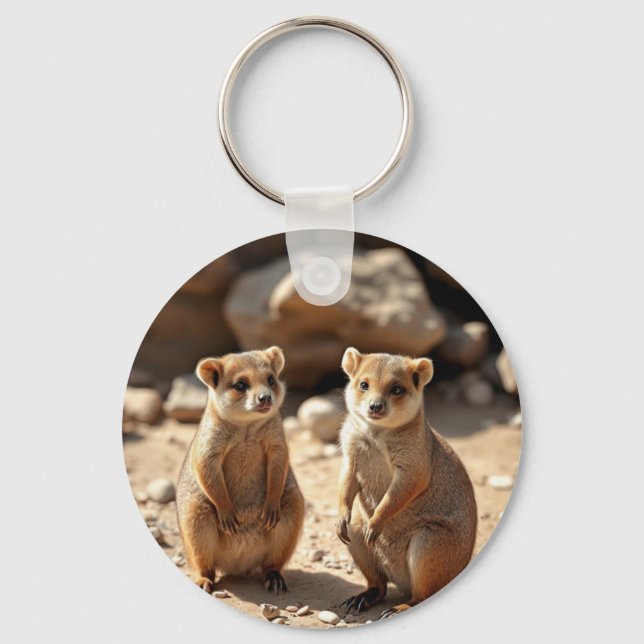 "Double the Cuteness: Aussie Quokka Twins" Keychain (Front)