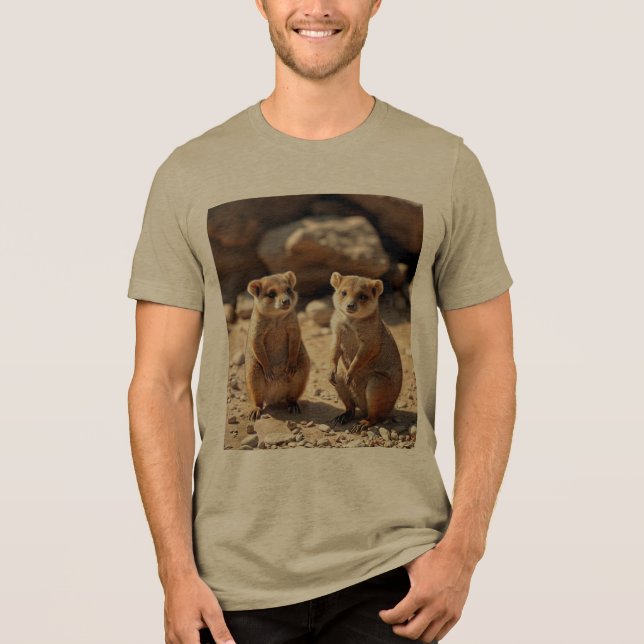 "Double the Cuteness: Aussie Quokka Twins" Tri-Blend Shirt (Front)