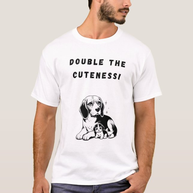 Double the Cuteness! Funny Dog T-Shirt (Front)