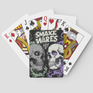 Double the darkness with this striking dual skull playing cards