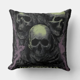 Double the darkness with this striking dual skull throw pillow