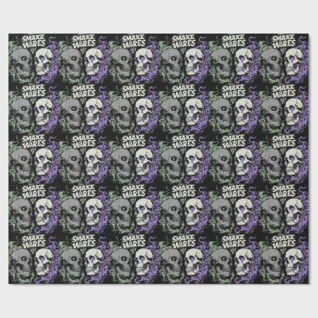 Double the darkness with this striking dual skull  wrapping paper (Flat)