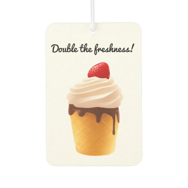 Double the Freshness – Cute Ice Cream Cone  Air Freshener (Front)