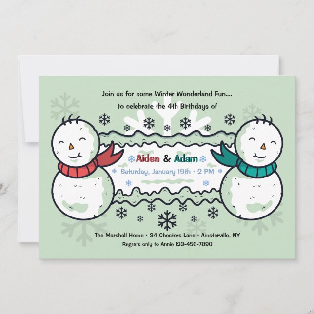 Double the Fun Birthday Party Invitation (Front)