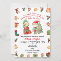 Double the Fun, Elves Christmas Twins Baby Shower