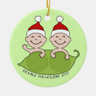 DOUBLE THE HOLIDAY JOY! CERAMIC ORNAMENT