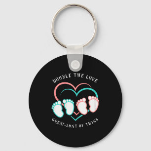Double The Love New Great-aunt Of Twins Keychain