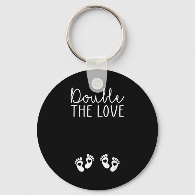 Double The Love Valentines Day Twin Pregnancy Anno Keychain (Front)