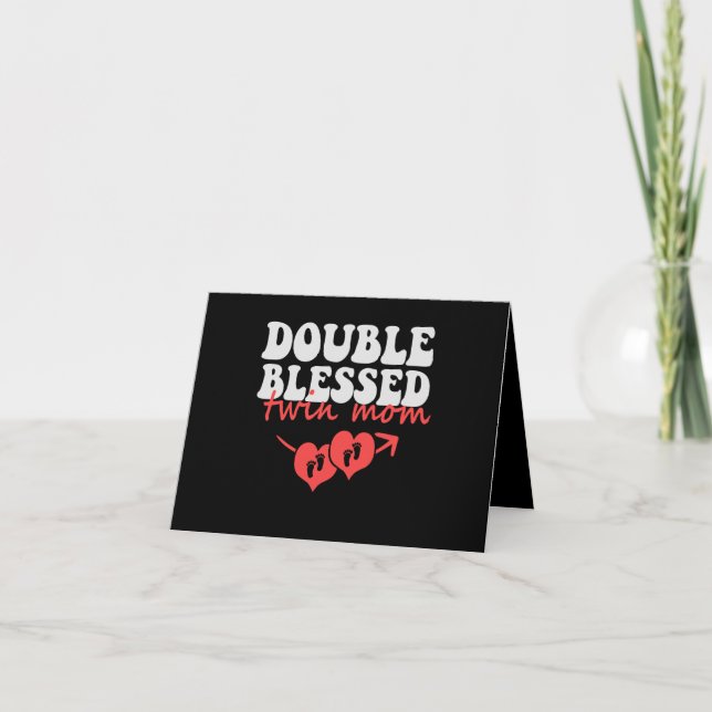 Double The Lover Cute Valentine Pregnancy Twin Mom Thank You Card (Front)