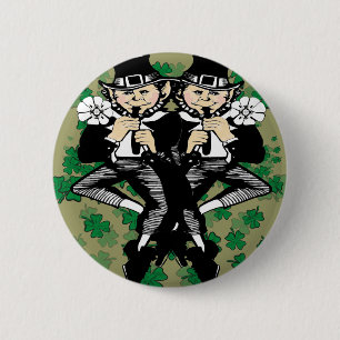 Double The Luck Leprechaun 2 Inch Round Button