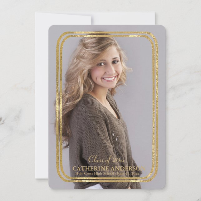 Double Thin Gold Frame Photo Invitation (Front)