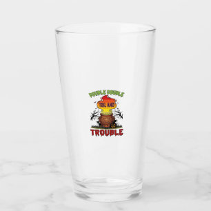 Double Toil Trouble Cauldron Halloween Black Cat P Glass
