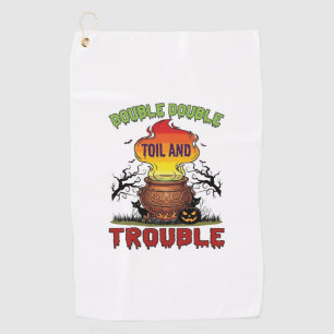 Double Toil Trouble Cauldron Halloween Black Cat P Golf Towel