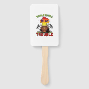 Double Toil Trouble Cauldron Halloween Black Cat P Hand Fan