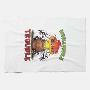 Double Toil Trouble Cauldron Halloween Black Cat P Kitchen Towel