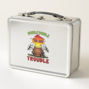 Double Toil Trouble Cauldron Halloween Black Cat P Metal Lunch Box