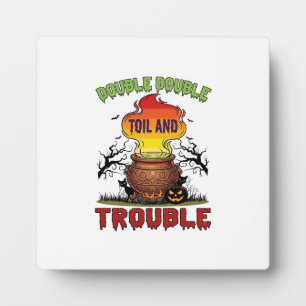 Double Toil Trouble Cauldron Halloween Black Cat P Plaque