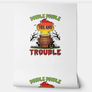 Double Toil Trouble Cauldron Halloween Black Cat P Wallpaper