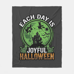 Double Toil Trouble Witch Pumpkin Halloween Cobweb Fleece Blanket