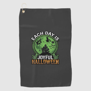 Double Toil Trouble Witch Pumpkin Halloween Cobweb Golf Towel