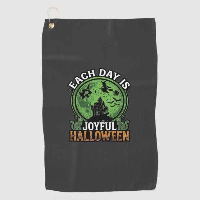 Double Toil Trouble Witch Pumpkin Halloween Cobweb Golf Towel (Front)