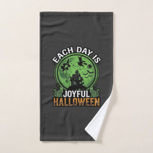 Double Toil Trouble Witch Pumpkin Halloween Cobweb Hand Towel