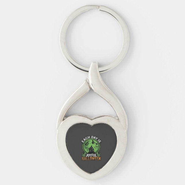 Double Toil Trouble Witch Pumpkin Halloween Cobweb Keychain (Front)