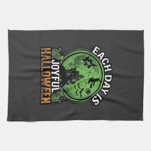 Double Toil Trouble Witch Pumpkin Halloween Cobweb Kitchen Towel