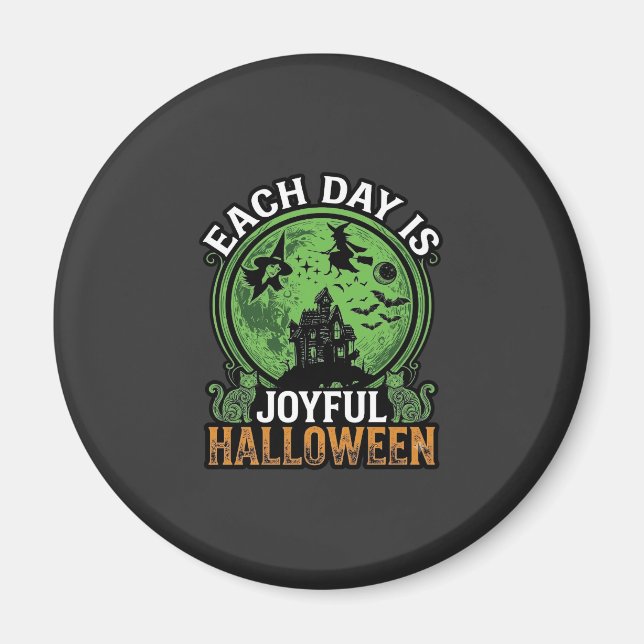Double Toil Trouble Witch Pumpkin Halloween Cobweb Magnet (Front)