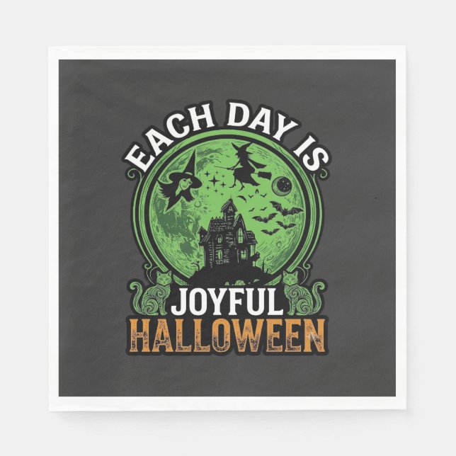 Double Toil Trouble Witch Pumpkin Halloween Cobweb Napkin (Front)
