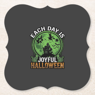 Double Toil Trouble Witch Pumpkin Halloween Cobweb Paper Coaster