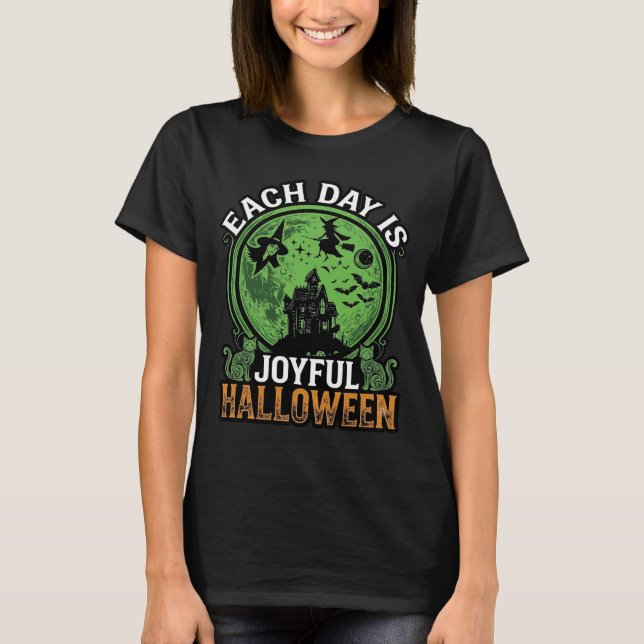 Double Toil Trouble Witch Pumpkin Halloween Cobweb T-Shirt (Front)