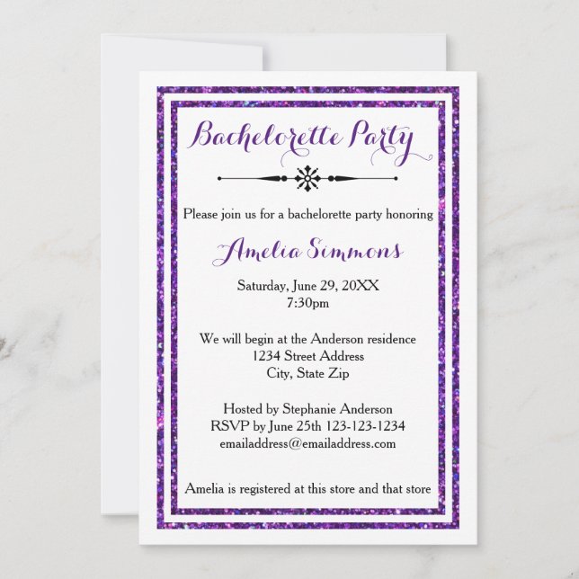Double Trim Purpule Double - Invitation de Bachelo (Devant)