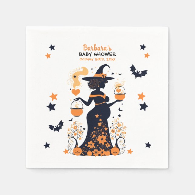 Double Trouble Brew - A Twin Halloween Baby Shower Napkin (Front)