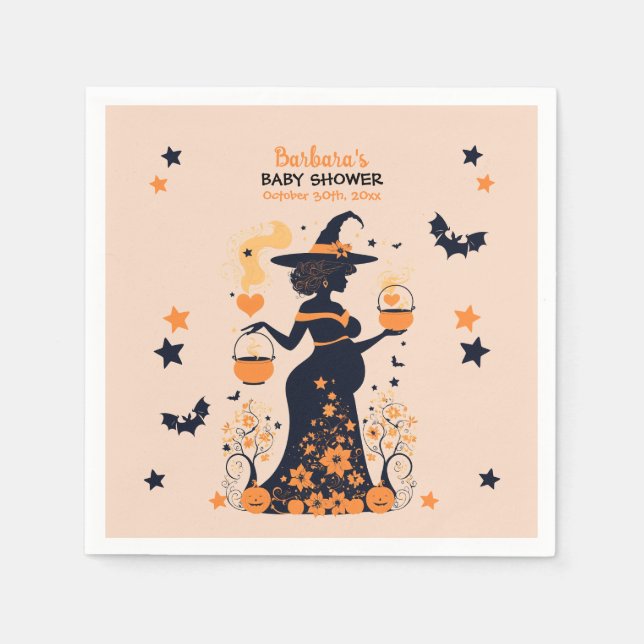 Double Trouble Brew - A Twin Halloween Baby Shower Napkin (Front)