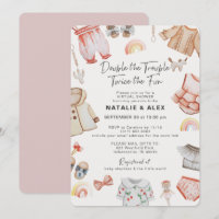 Double Trouble Girl Twins Pink Virtual Baby Shower