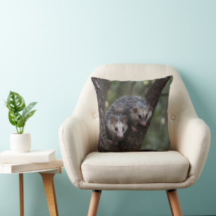 Double Trouble in the Canopy: Twin Possums Throw Pillow