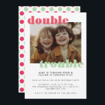 Double Trouble Joint Kids Photo Birthday Party Invitation<br><div class="desc">A modern kids children joint birthday party invitation template with your photo of choice and "double trouble" as photo overlay - change the text colour in the design tool if you like! This brother sister birthday party invitation would also fit perfectly for a twins birthday party card. Fully editable text...</div>