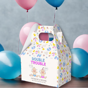 Double Trouble Twin Boy & Girl Baby Shower Favor Box