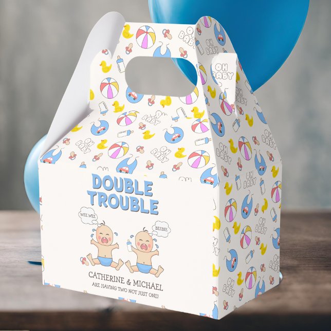 Double Trouble Twin Boys Baby Shower Favor Box (Creator Uploaded)