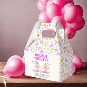 Double Trouble Twin Girls Baby Shower Favor Box