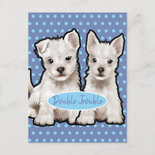 Double Trouble twin pups carte postale