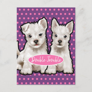Double Trouble twin pups carte postale
