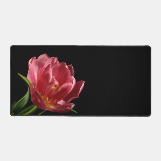 Double Tulip Blooms Beautiful Spring Flower Photo Desk Mat (Front)
