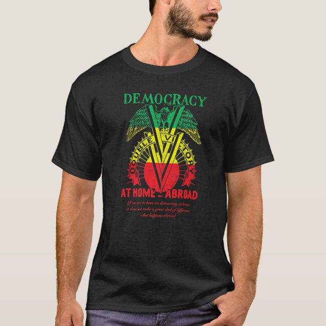 Double V Victory Retro Black Military Soldiers His T-Shirt (Front)