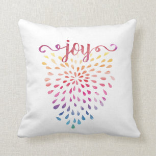 Double watercolor JOY Throw Pillow