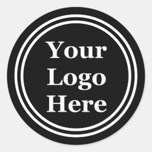 Double White Border Your Logo Here Classic Round Sticker