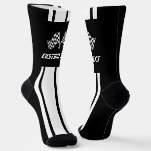 Double White Stripe Racing Flags Socks