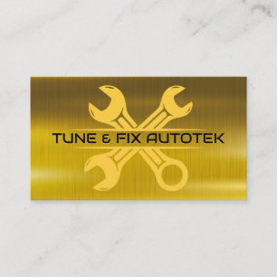 Double Wrench   Gold Metallic   Auto Services Business Card